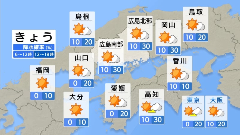 【きょう8/15（金）広島天気】引き続き夏空が広がる 3日連続熱中症警戒アラート発表中 危険な暑さに警戒（RCC中国放送） - Yahoo!ニュース - Yahoo!ニュース