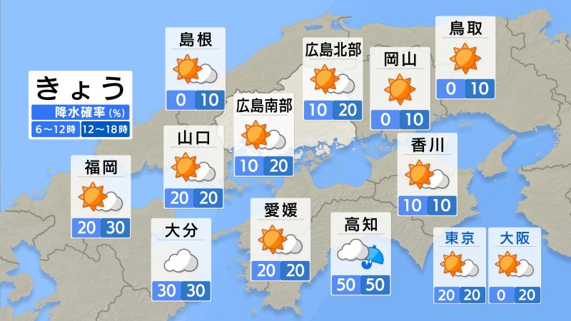 【きょう8/26（火）広島天気】曇り空広がる 急な激しい雷雨には注意（RCC中国放送） - Yahoo!ニュース - Yahoo!ニュース