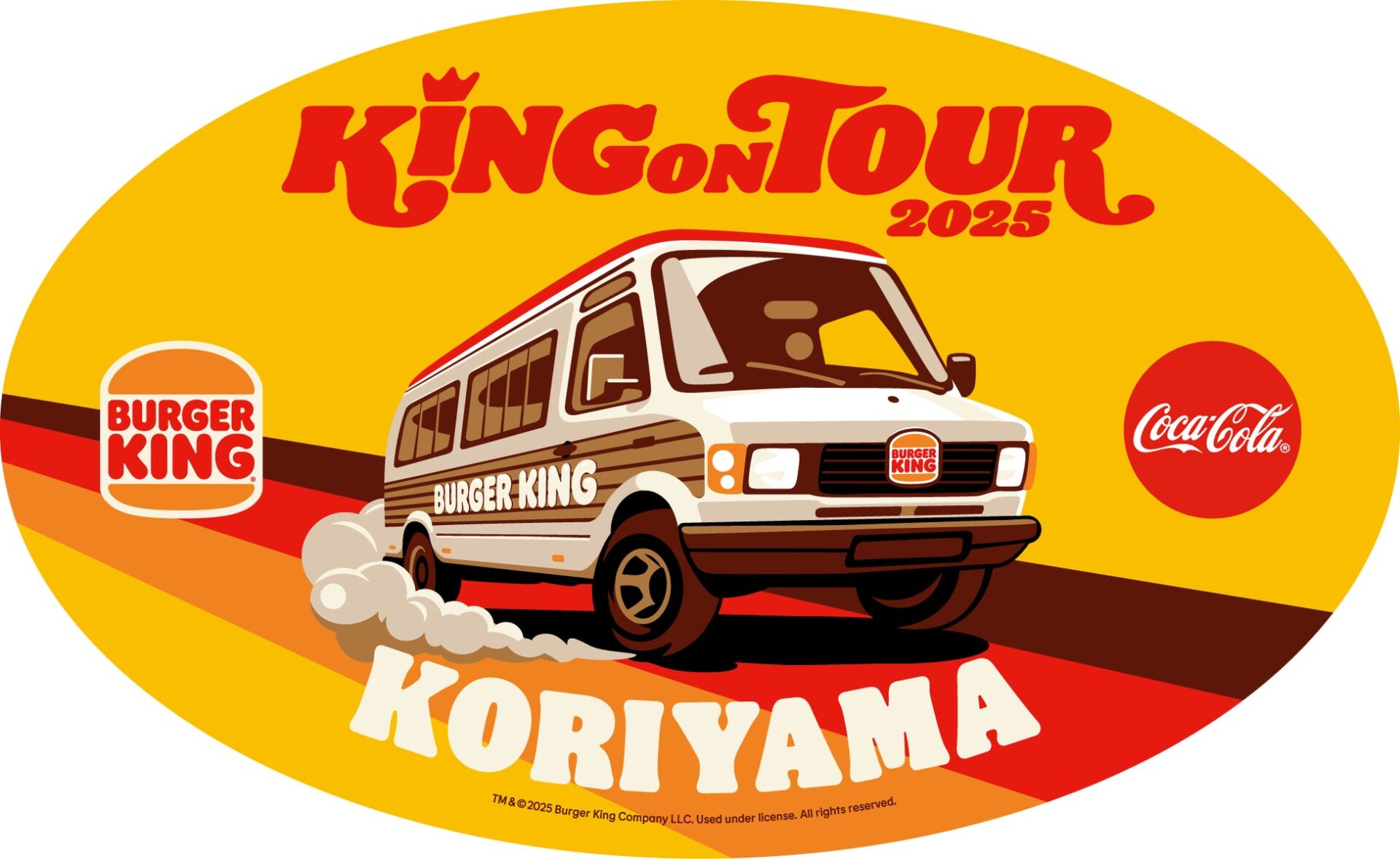 記事画像4: バーガーキングのバンが「King on Tour 2025」と書かれたイベントで走行中。