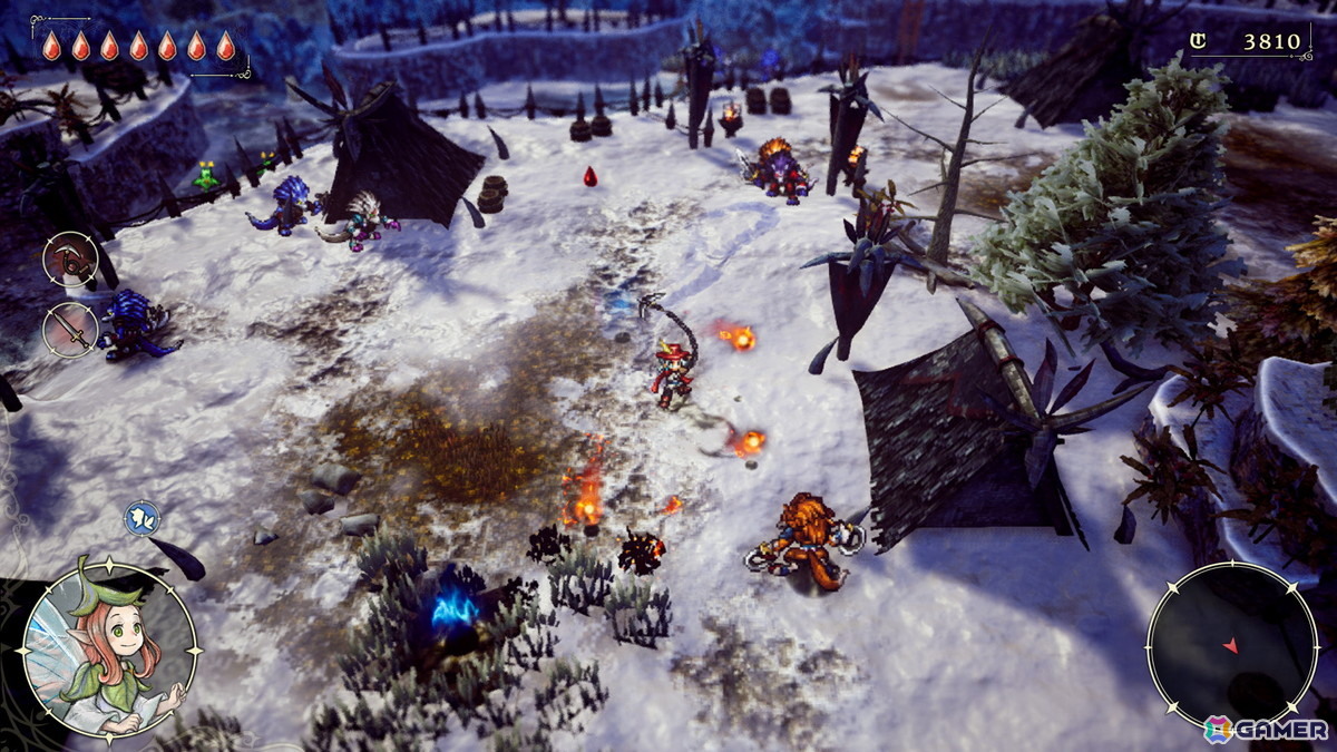 鎖鎌に魔石を装備することで、火球を放つ特殊攻撃が可能に。