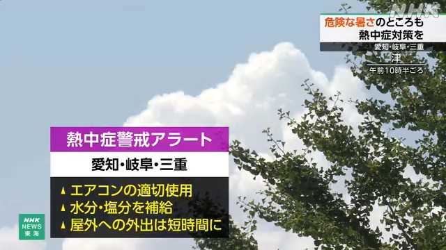 東海３県 各地で猛暑日 名古屋市・岐阜市で危険な暑さ予想 - nhk.or.jp