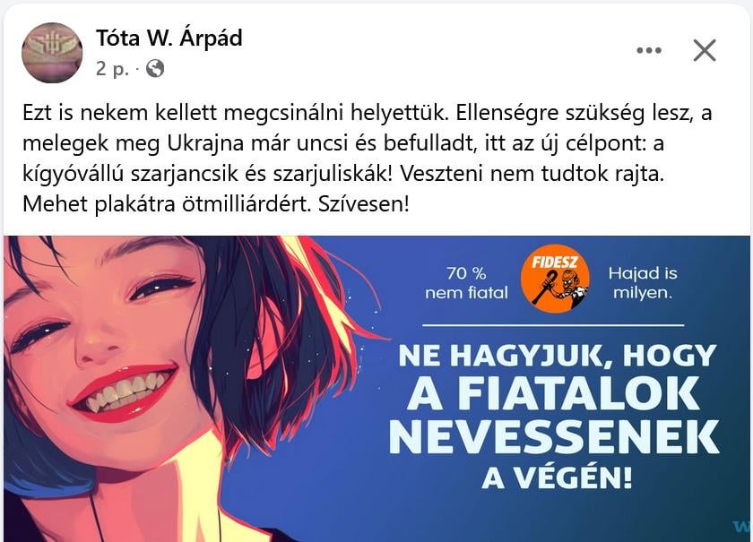 TótaWはFidesz：新しい敵とのポスターを助けます！