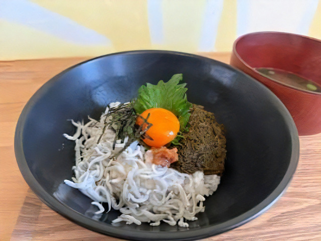 道の駅白崎海洋公園　　しらすとアカモクのハーフ丼