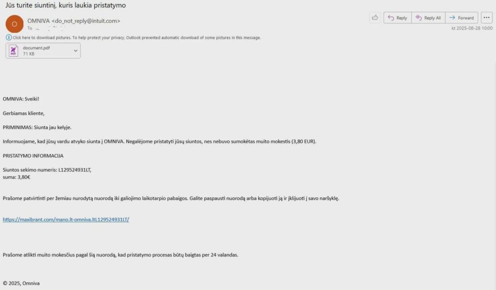 Omnivaからの「公式」の手紙を含む新しい詐欺、あきらめないでください