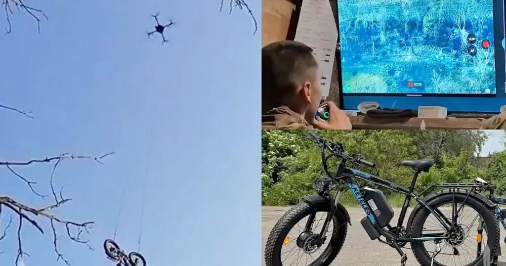 ウクライナのドローンドロップは、囲まれた兵士にeバイクをドロップし、彼の脱出を可能にします