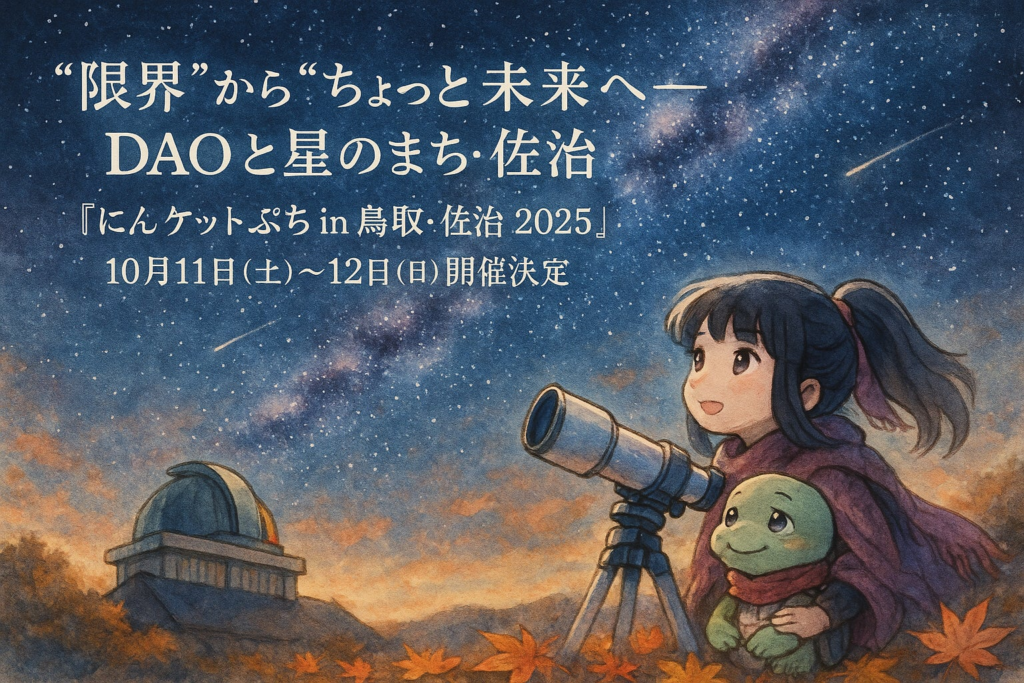 “限界”から“ちょっと未来”へ──DAOと星のまち・佐治『にんケットぷち in 鳥取・佐治 2025』10月11日（土）〜12日（日）開催決定〜 | 株式会社あるやうむのプレスリリース