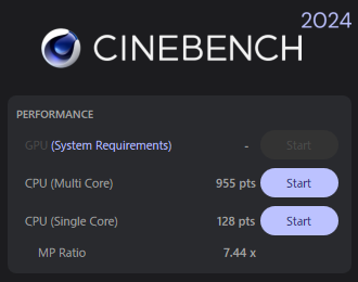 DAIV Z4-I7I01SR-BのCINEBENCH 2024のスコア画像