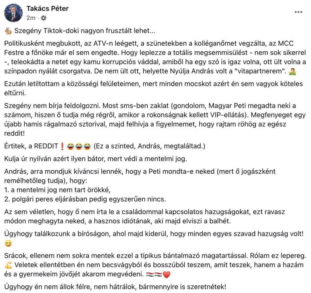 PéterTakács：「私はReddi全体を笑います！」