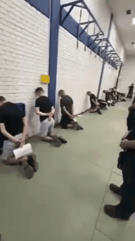 プロ政府のメディアは、ノヴィ・サドで逮捕された人々の映像を公開しました：膝の上で、手錠をかけられ、頭を壁に向けて