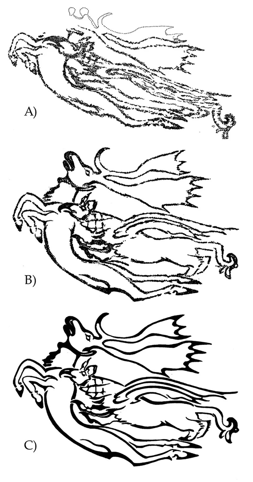 馬のような生き物を表したタトゥーを再構築したもの/D. Riday