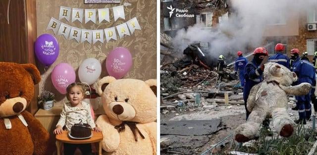 2歳のアンジェリーナがロシアの空軍攻撃と彼女のテディベアから殺された