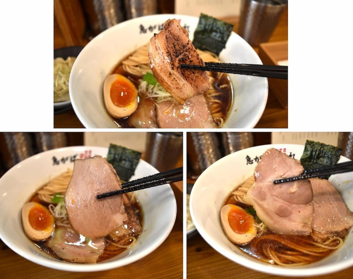 上：バラ、左：肩ロース赤身、右：肩ロース脂身