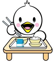 給食を食べるスタンバードのイラスト