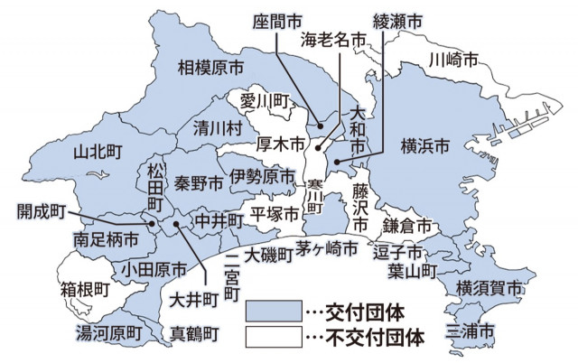 普通交付税 小田原市は約36億９千万円 県内不交付は９団体〈小田原市・箱根町・湯河原町・真鶴町〉