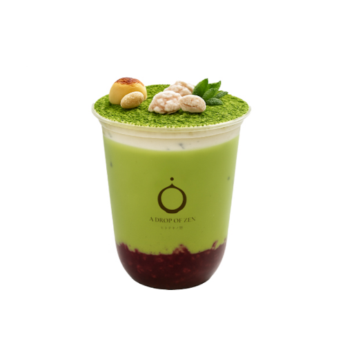 京都・錦市場にオープンしたドリンクスタンド「A DROP OF ZEN ヒトテキノ膳」の抹茶膳「枯山水を味わう禅庭抹茶ラテ」