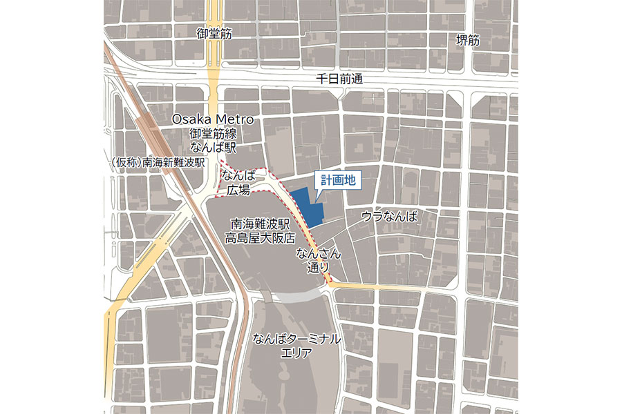 (仮称)難波千日前地点再開発プロジェクト計画地