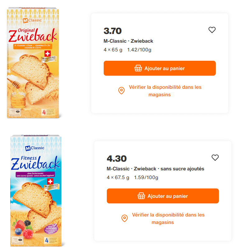 Migrosは、通常のものよりも「フィットネス」Zwieback（砂糖なし）にもっと多く請求するのですか？