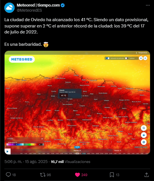 oviedoは温度記録を2度打ちました