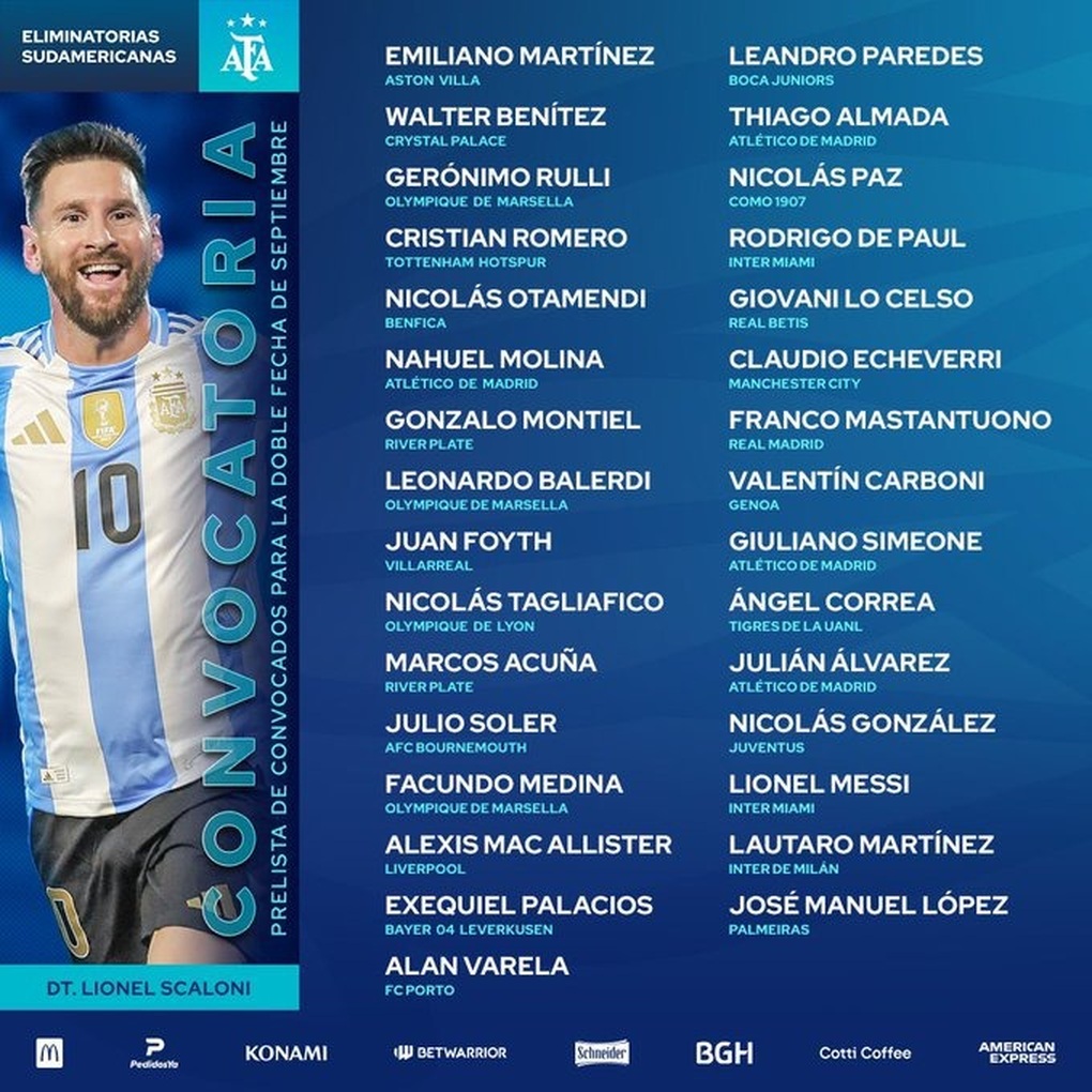 Messi tái xuất cùng đội tuyển Argentina ở vòng loại World Cup 2026 - 2