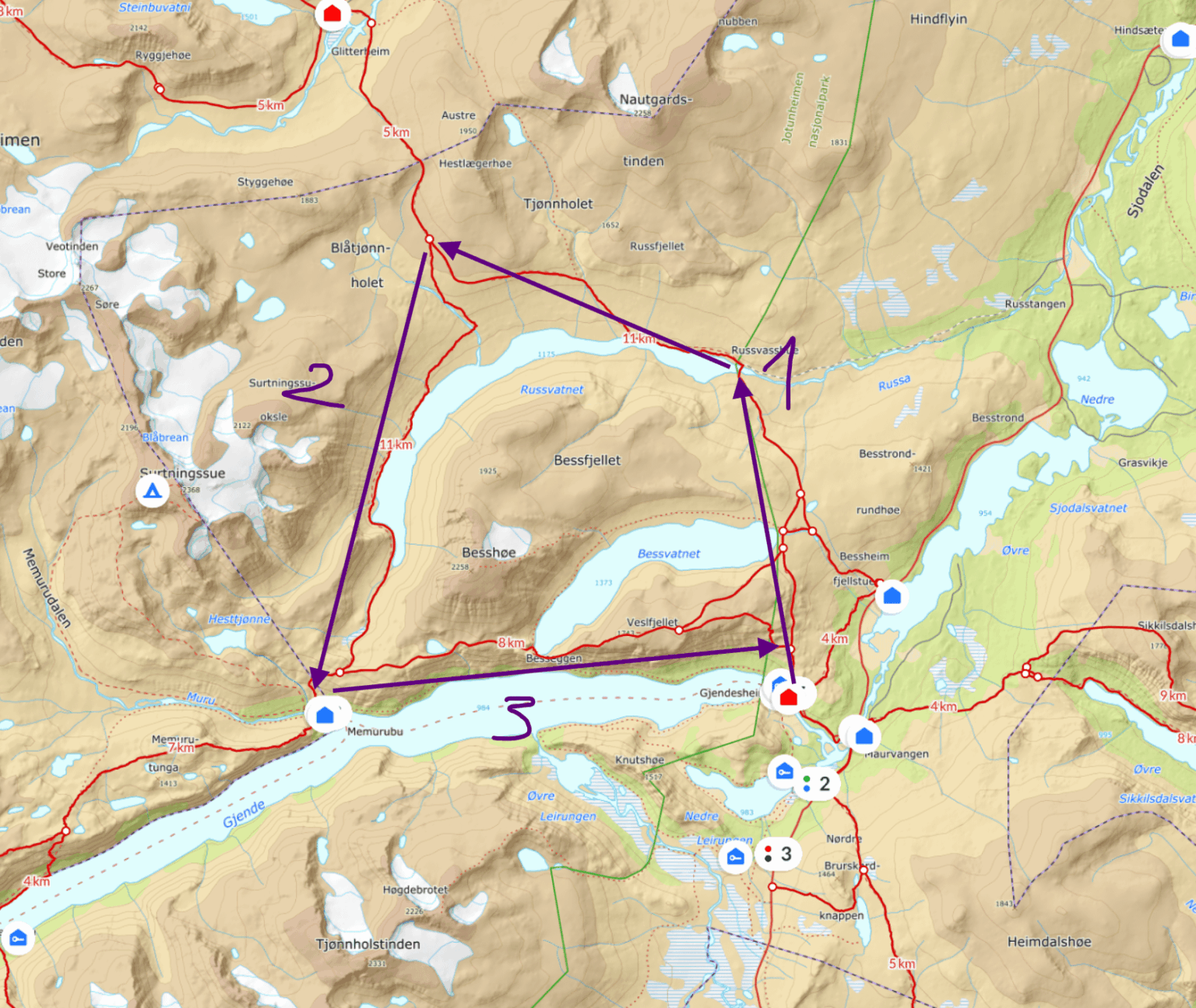 Jotunheimenでの3日間のハイキングに関するアドバイス？