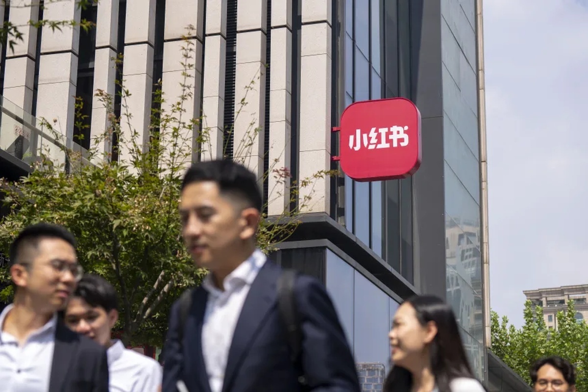 中国のＳＮＳ「小紅書（シャオホンシュー）」の本社ビル＝１５日、中国・上海/Raul Ariano/Bloomberg/Getty Images