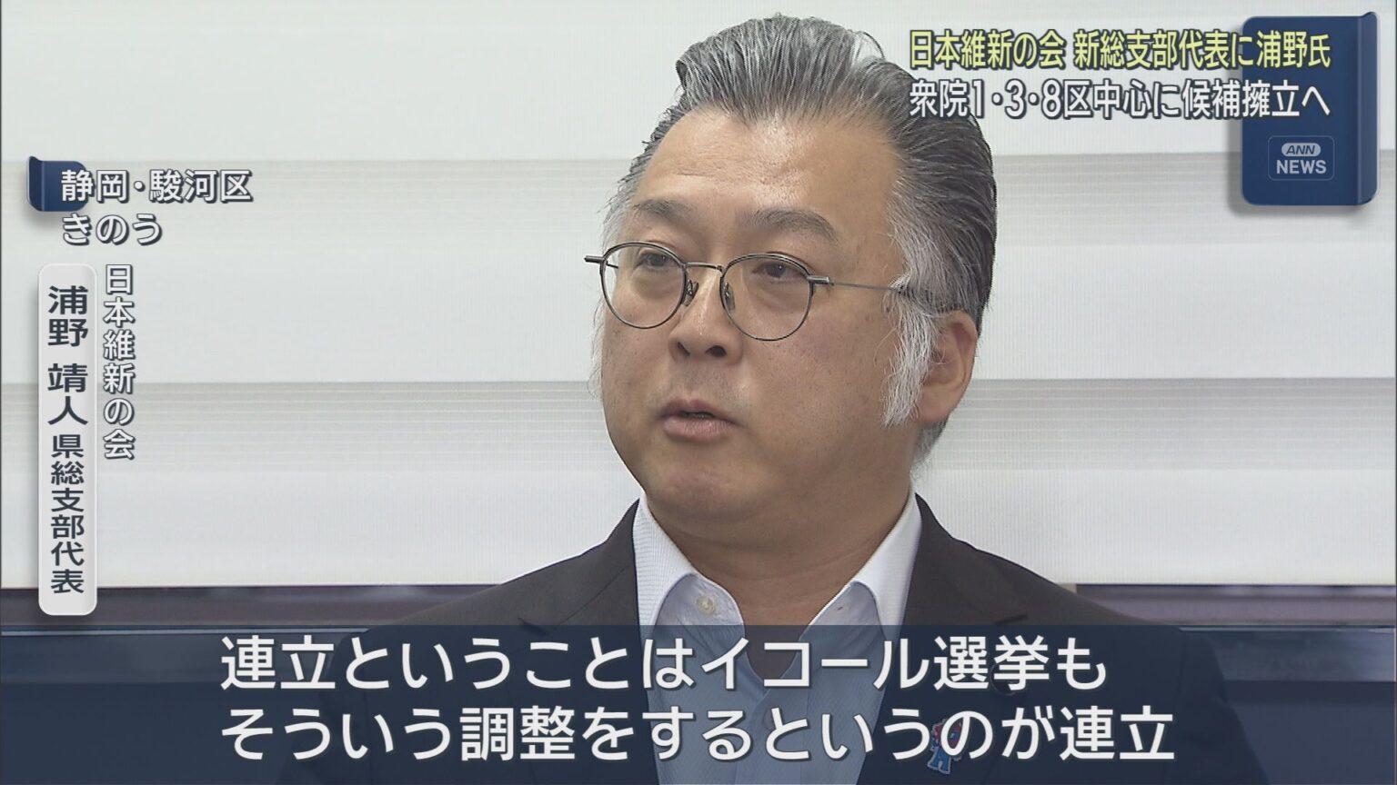 「日本維新の会」静岡県総支部の新しい代表に、衆院大阪１５区選出の浦野靖人氏が就任 - LOOK 静岡朝日テレビ