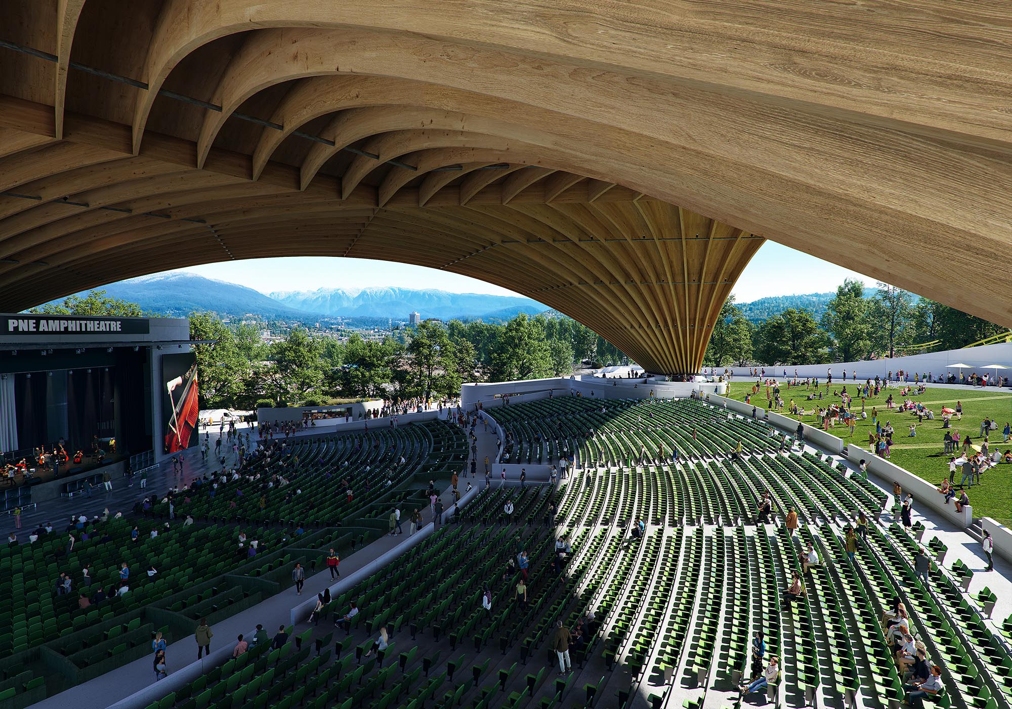 〈PNEアンフィシアター／フリーダム・モバイル・アーチ（PNE Amphitheatre / Freedom Mobile Arch）〉設計：レヴェリー・アーキテクチャ（Revery Architecture）