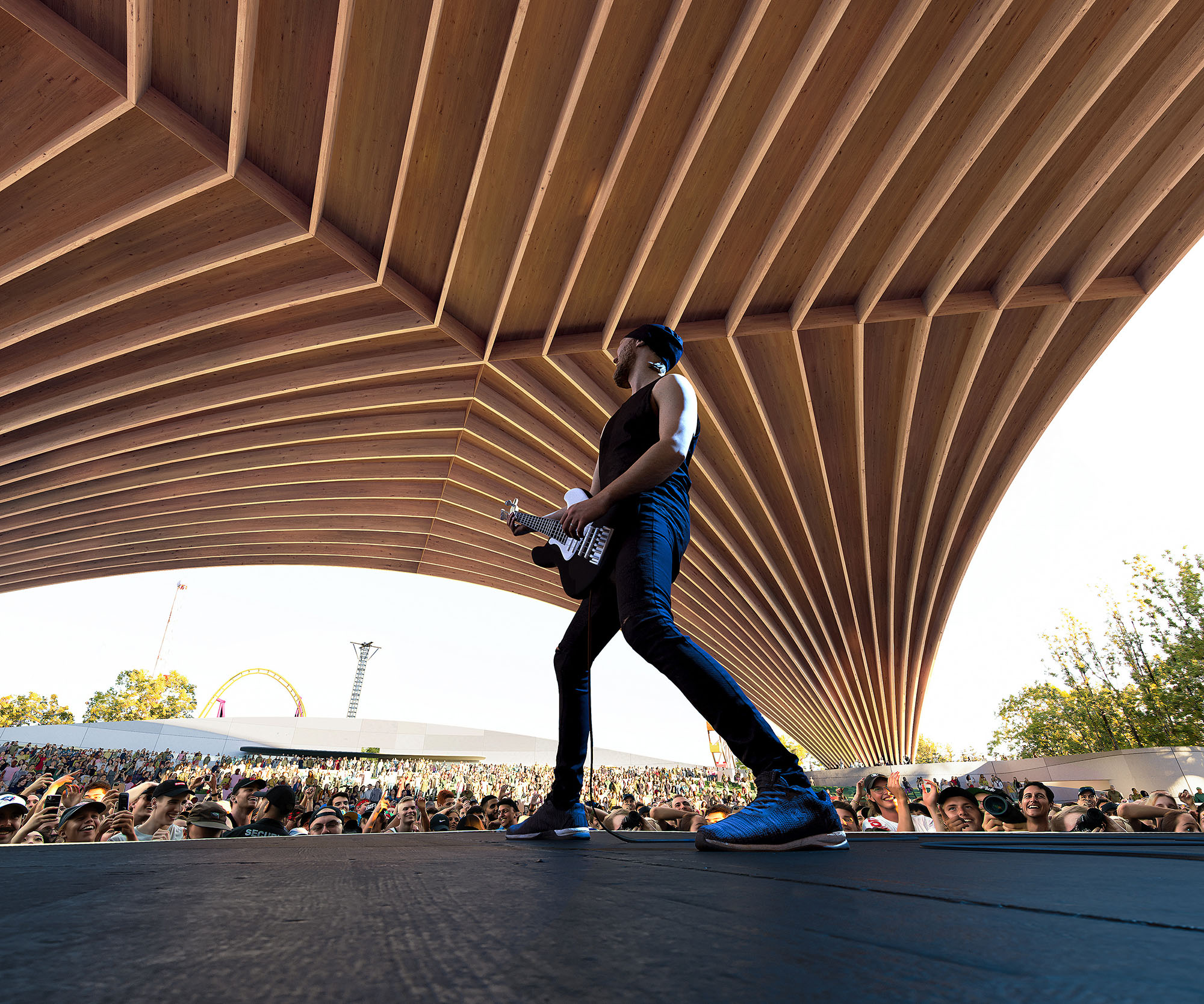 〈PNEアンフィシアター／フリーダム・モバイル・アーチ（PNE Amphitheatre / Freedom Mobile Arch）〉設計：レヴェリー・アーキテクチャ（Revery Architecture）