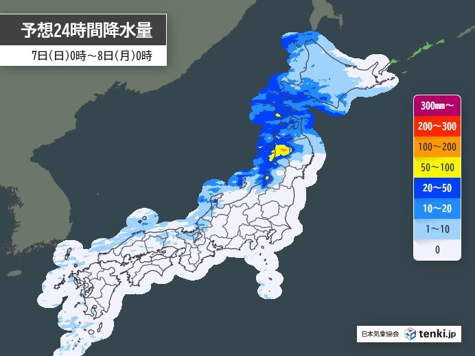 北海道や東北、北陸では警報級の大雨