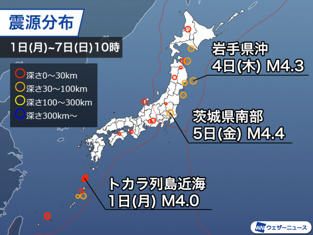 週刊地震情報 2025.9.7　茨城県南部の地震で関東のほぼ全域が揺れる