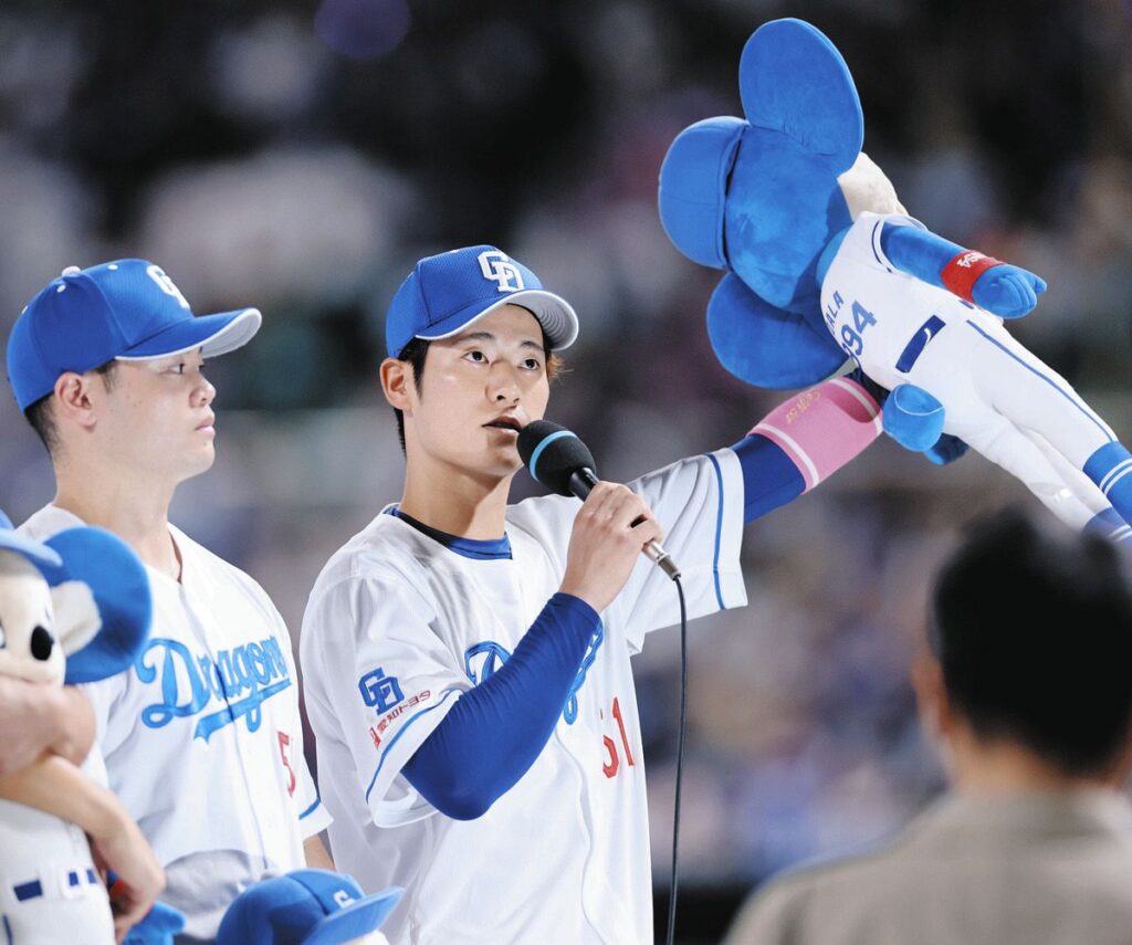 中日・上林誠知、ヒーローインタビューで爆笑トーク「打っていたバットが折れちゃった」「明日も涌井おじちゃんなので援護できるように」（中日スポーツ） - Yahoo!ニュース