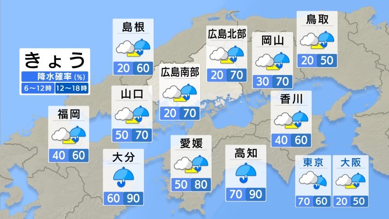 【きょう9/4（木）広島天気】台風15号接近中 昼前から雨降り出し 夜からは激しく降るところも （RCC中国放送） - Yahoo!ニュース - Yahoo!ニュース