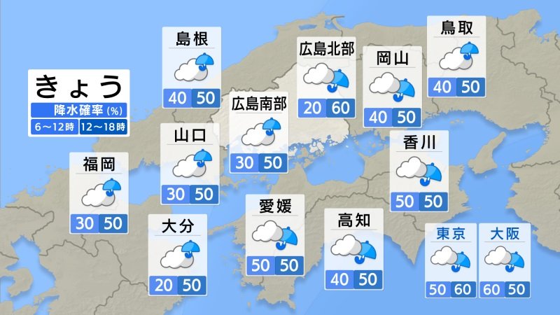 【きょう9/11（木）広島天気】晴れていても天気の急変に注意 大気の状態が非常に不安定（RCC中国放送） - Yahoo!ニュース - Yahoo!ニュース