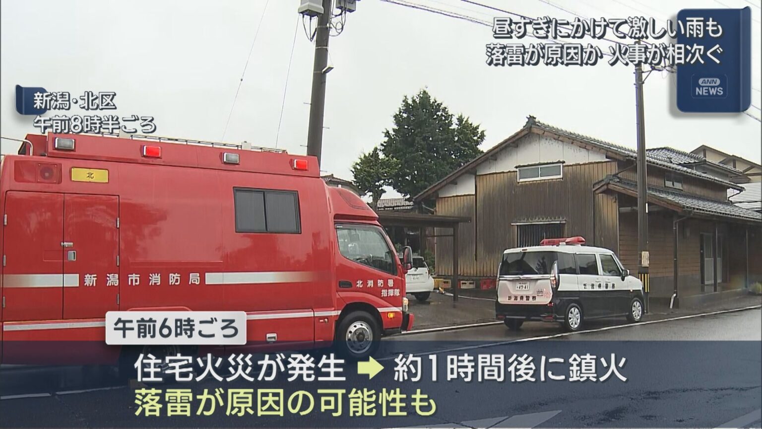 落雷が原因か 火事が相次ぐ 昼過ぎにかけて激しい雨も【新潟】（UX新潟テレビ21） - Yahoo!ニュース