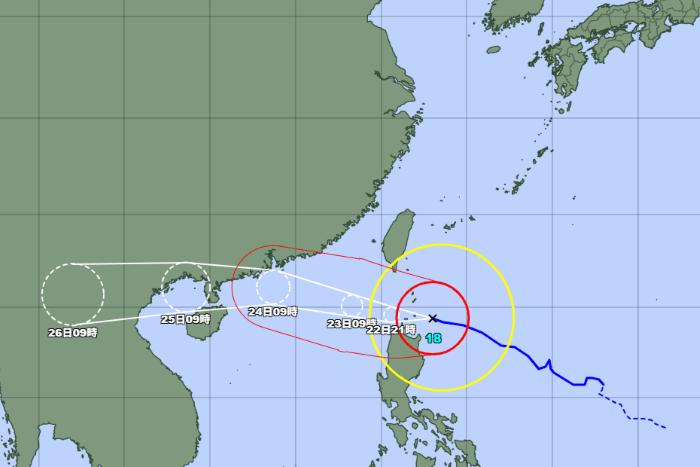 台風18号「猛烈な台風」に 瞬間風速80ｍ、台湾の南へ 沖縄地方は高波や急な雨に注意（9月22日午前）（琉球新報） - Yahoo!ニュース - Yahoo!ニュース