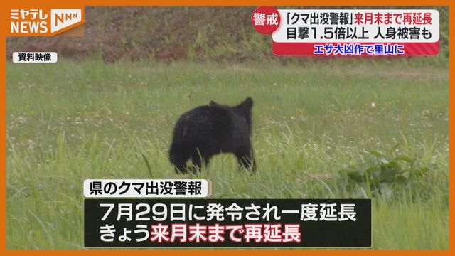 【クマ出没警報】宮城県が“10月末まで再延長”、9月も目撃情報多く人身被害の発生も受けて（ミヤギテレビ） - Yahoo!ニュース - Yahoo!ニュース