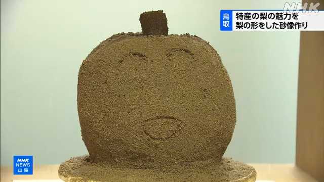鳥取 砂の美術館 鳥取砂丘の砂で梨の形をした砂像を作る催し｜NHK 鳥取県のニュース