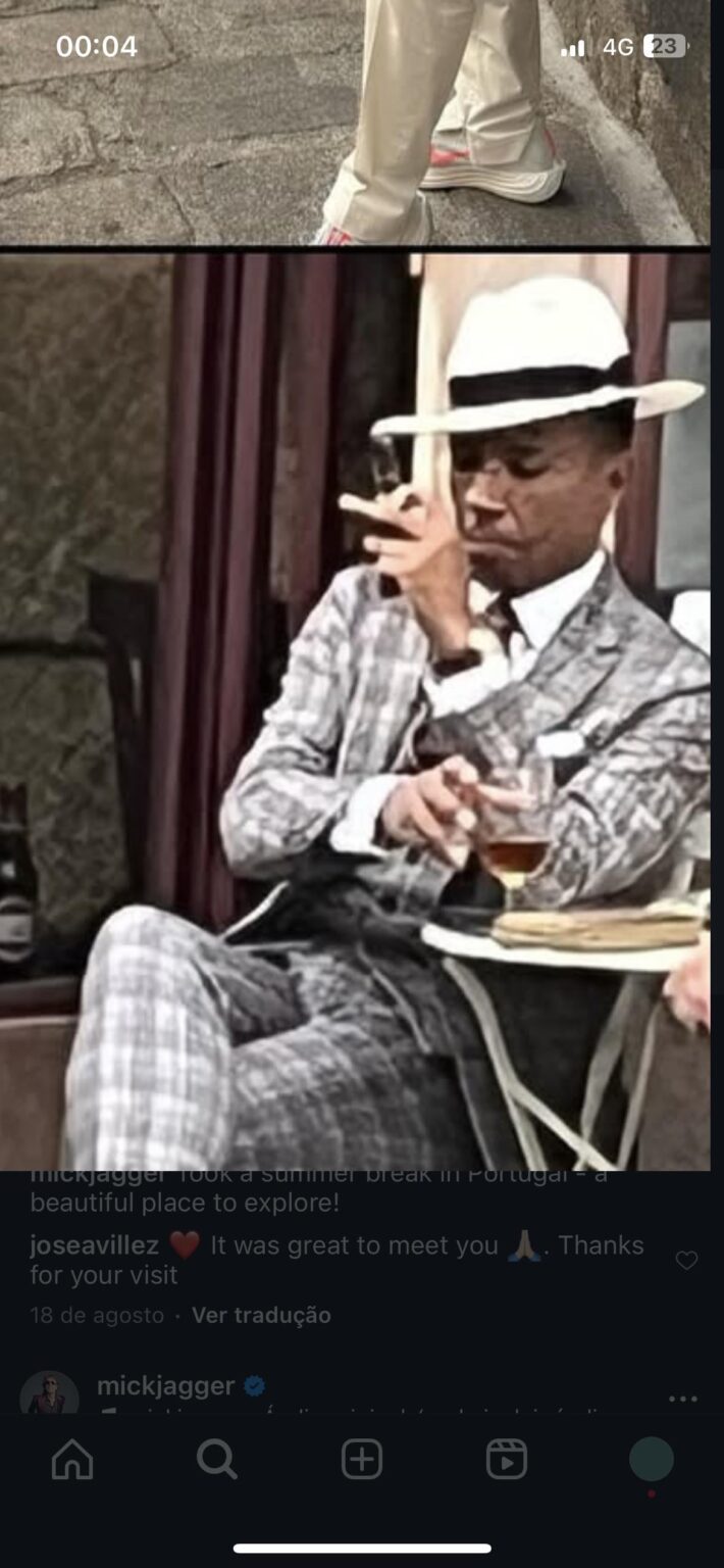 ポルトのパリギャラリーでいつも飲むために座っているこの男は誰ですか？ Mick JaggerのInstagramに、最近投稿されたPortoに掲載されていますか？