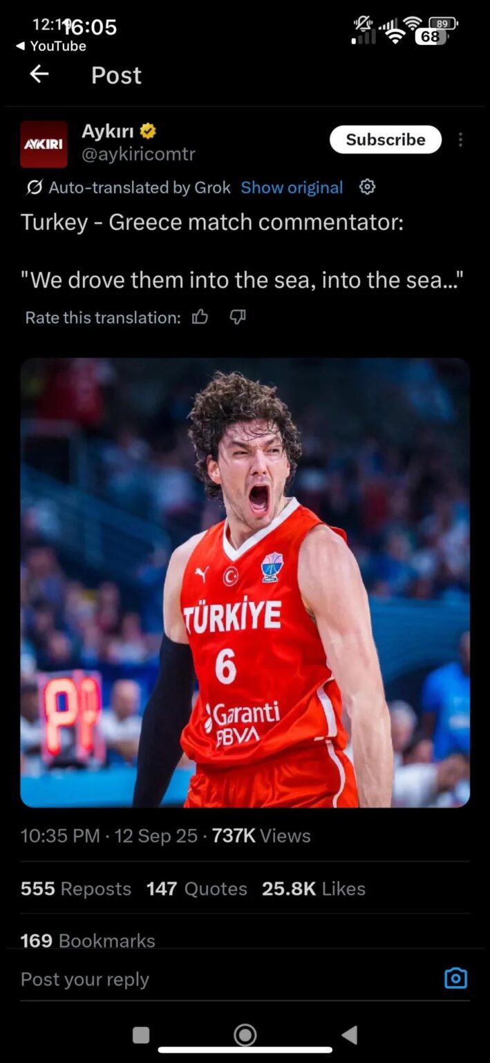 トルコの勝利のために祝っていた人もいるので、私はこれをここに残します。