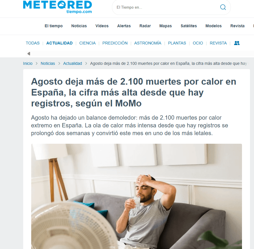 8月はスペインに2,100人以上の暑さを残し、記録があるので最高の数字です