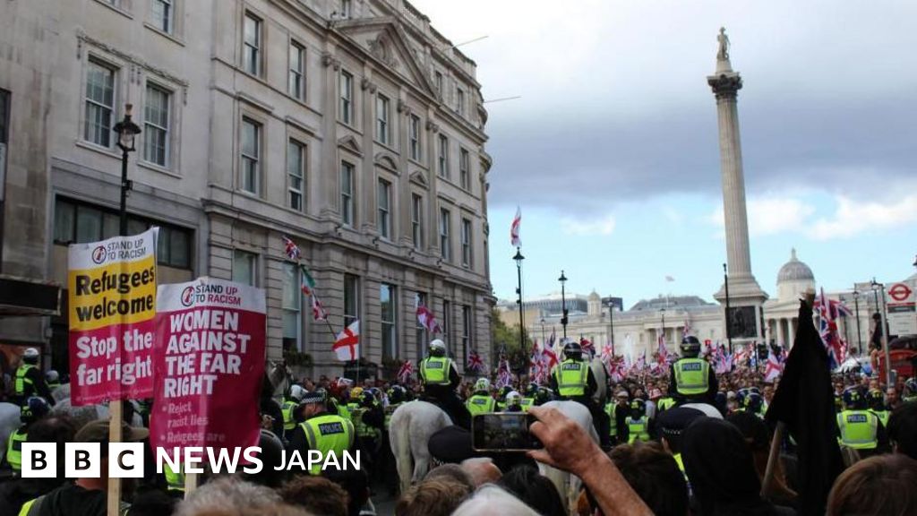 英国旗は「多様な国」の象徴とスターマー英首相　ロンドンで極右活動家が呼びかけたデモに15万人 - BBC