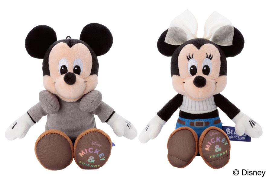 「Disney THE MARKET 2025 in ジェイアール京都伊勢丹」で購入できるミッキー・イン・リアル・ライフ ミッキーマウス プレミアムビーンズコレクション、ミニーマウス プレミアムビーンズコレクション（各2970円）
