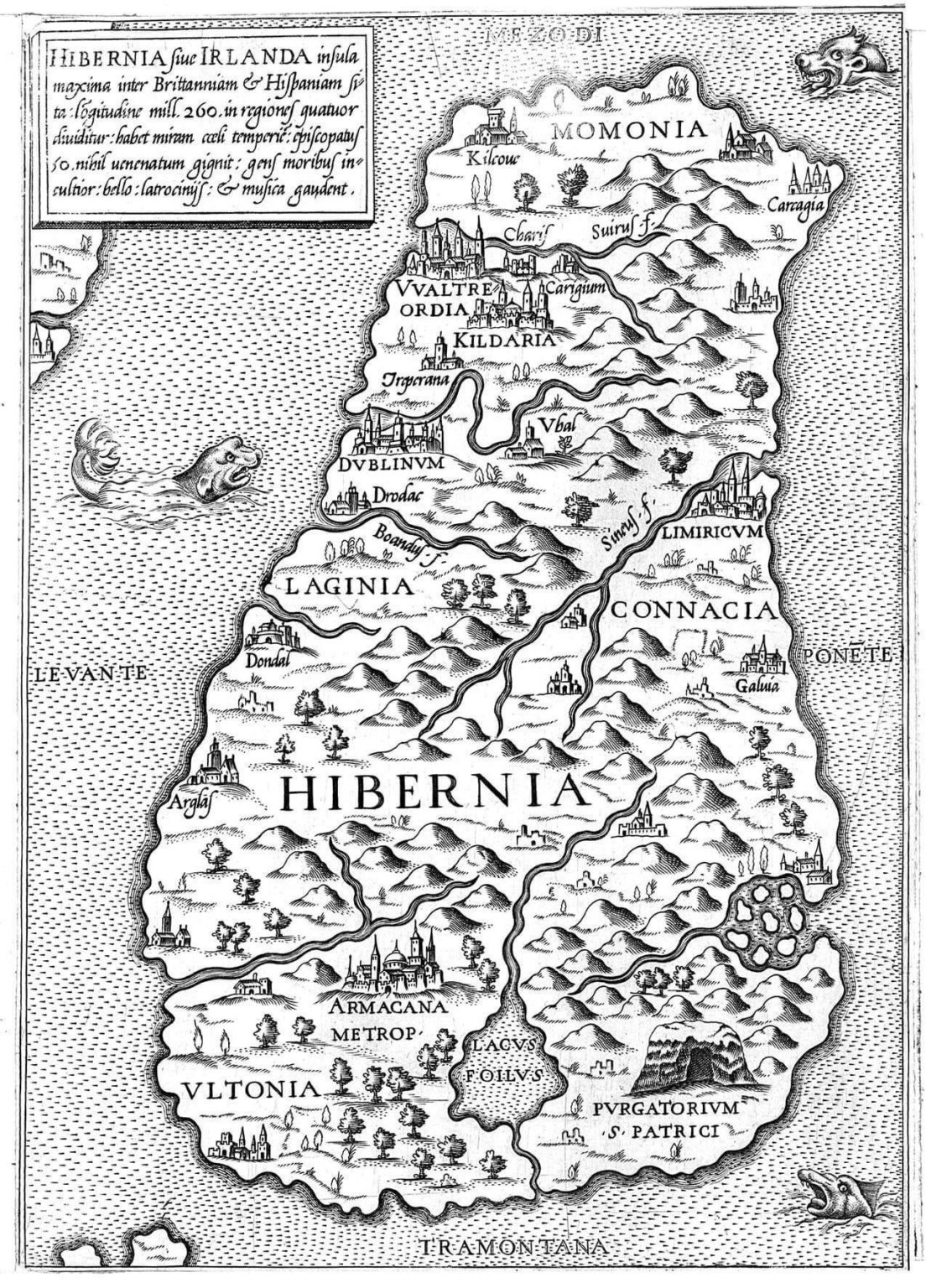 cからのアイルランドのイタリアの地図。 1560