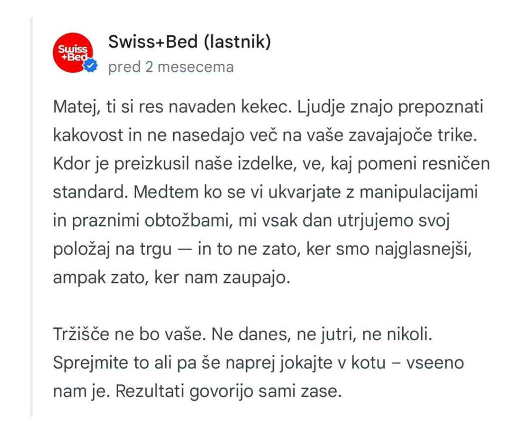Swiss+Bedユーザーの悪い評価に対する（UN）インテリジェントな答えのイチゴの選択