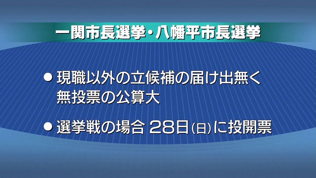 一関市・八幡平市の市長選挙告示　現職のみが届け出 