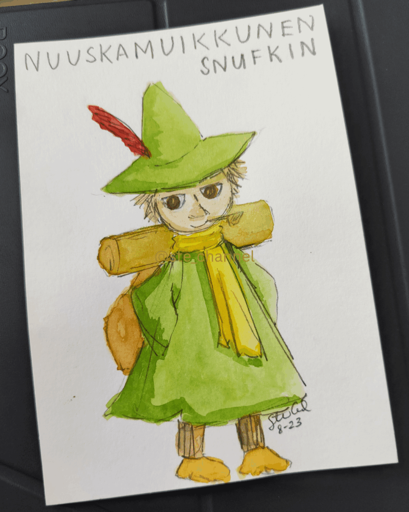 タンペレのムーミン博物館を訪れるとき、私はスヌーフキンを描いた：D