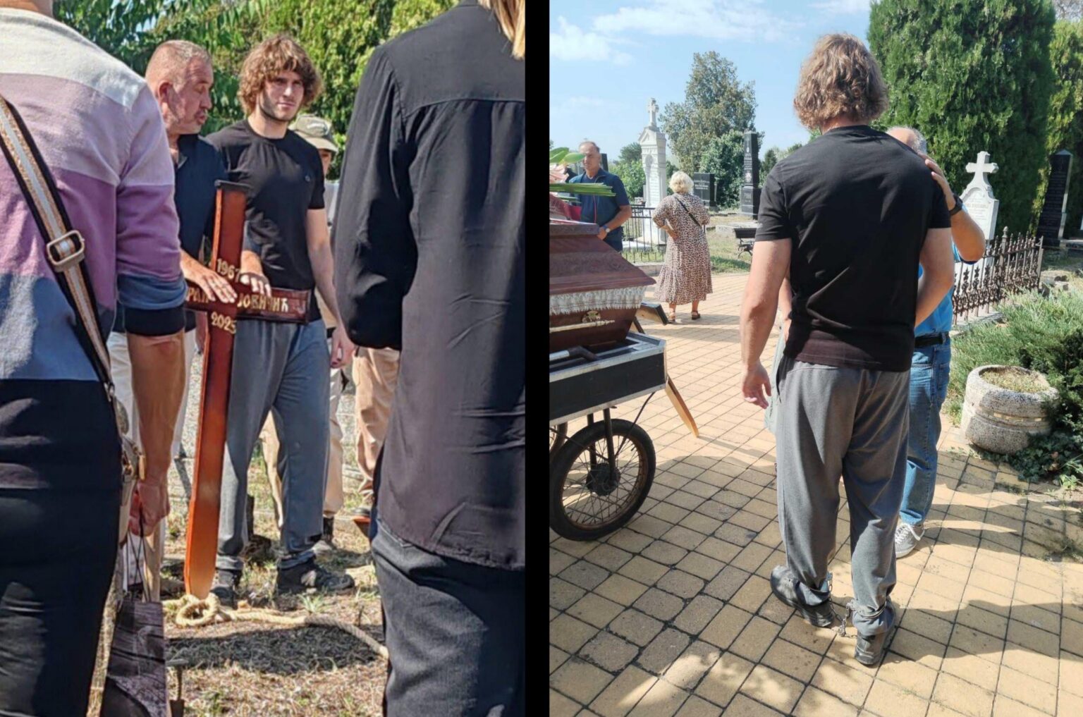 セルビア人の学生であるボグダン・ジョヴィチッチ、束縛で父の葬儀に連れて行かれ、3人の警官が護衛した