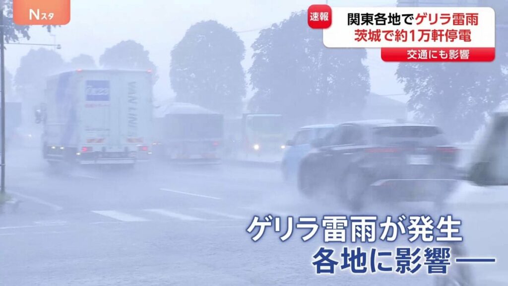 関東各地でゲリラ雷雨に 茨城・土浦市中心に約1万軒が停電 低い土地の浸水や河川の増水、氾濫など警戒を | TBS NEWS DIG - TBS NEWS DIG