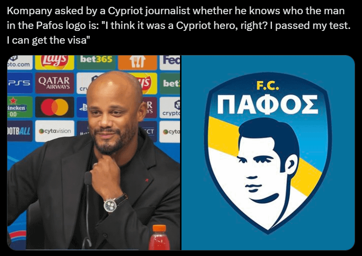 Pafos FCとEvagoras PallikaridesのVincent Kompany