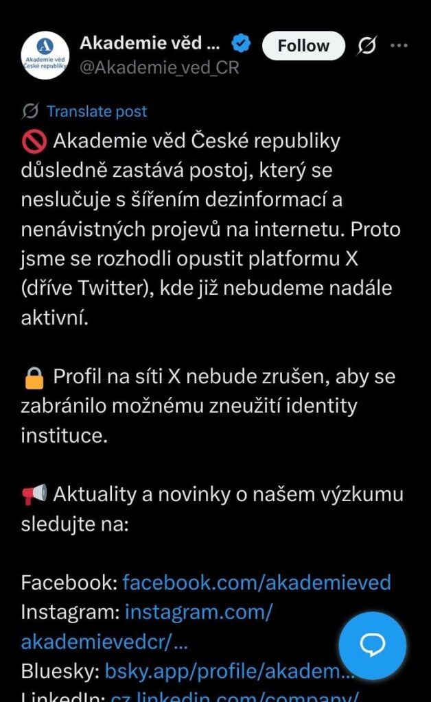 Avčrは、誤った情報と憎しみのためにXを残します